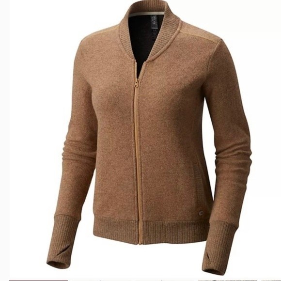 Mountain Hardwear Jackets & Blazers - Mountain Hardwear Sarafin wool blend bomber sweater jacket tan size XL